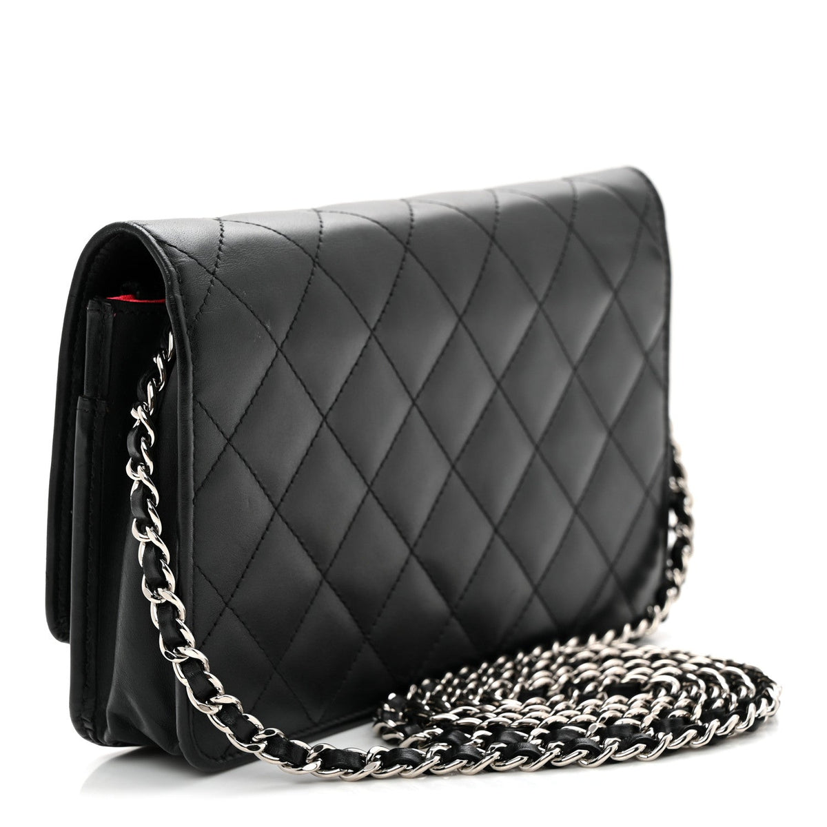 Calfskin Quilted Cambon Wallet on Chain WOC Black
