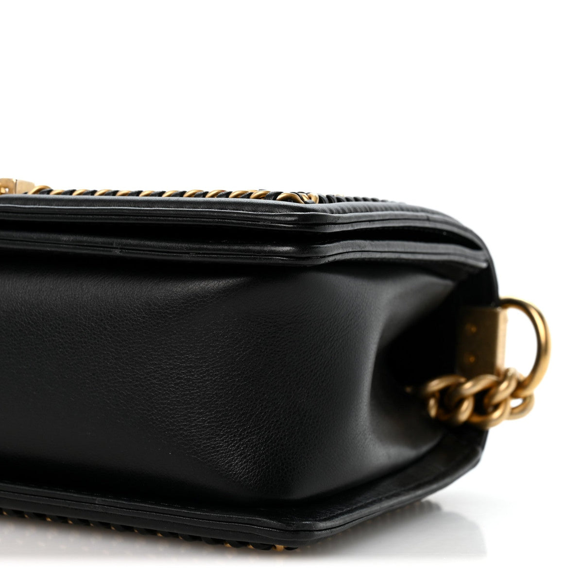 Lambskin Quilted Medium Top Handle Boy Flap Black