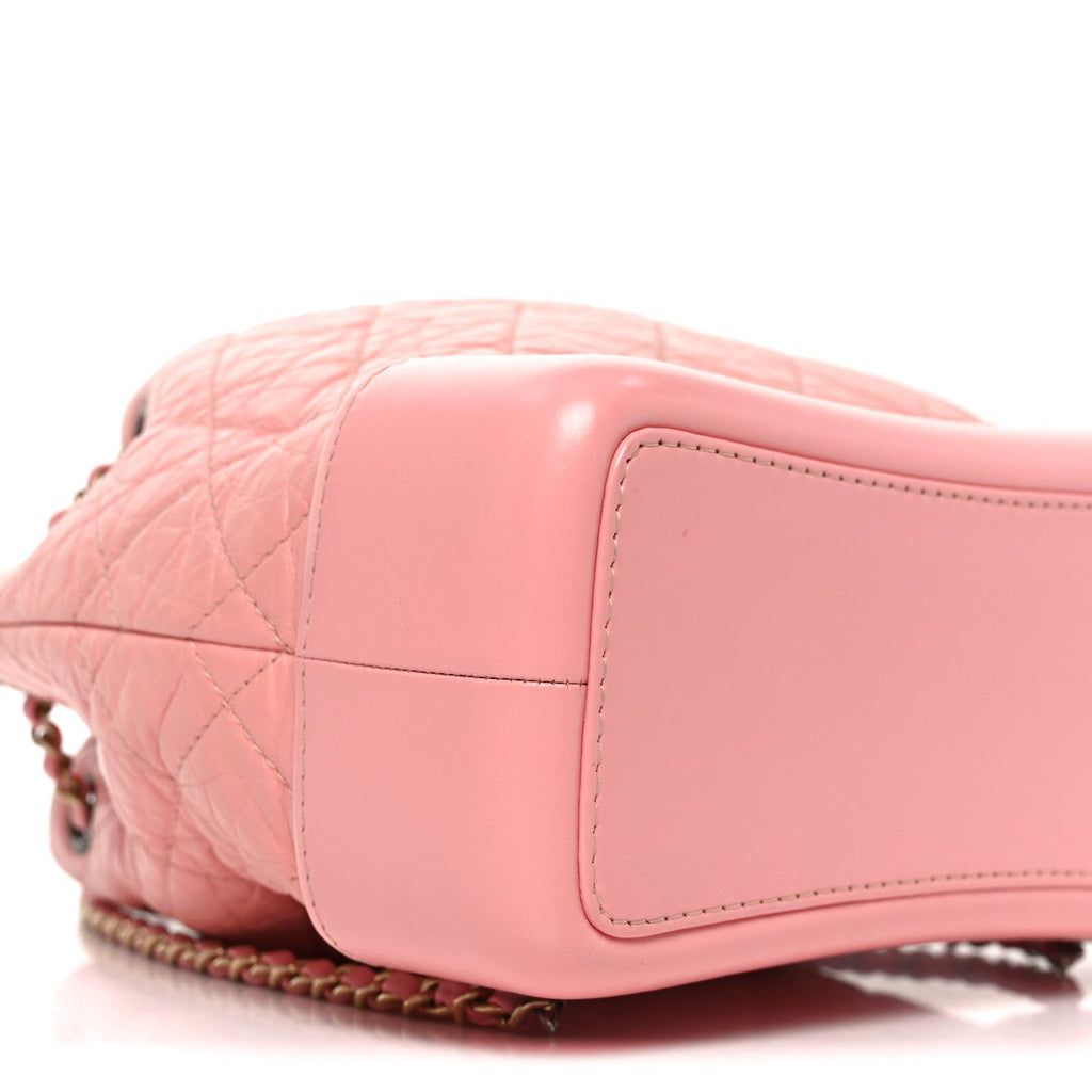 Aged Calfskin Quilted Small Gabrielle Backpack Pink