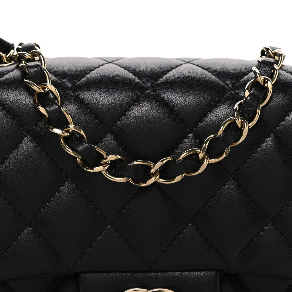 Lambskin Quilted Mini Square Flap Black