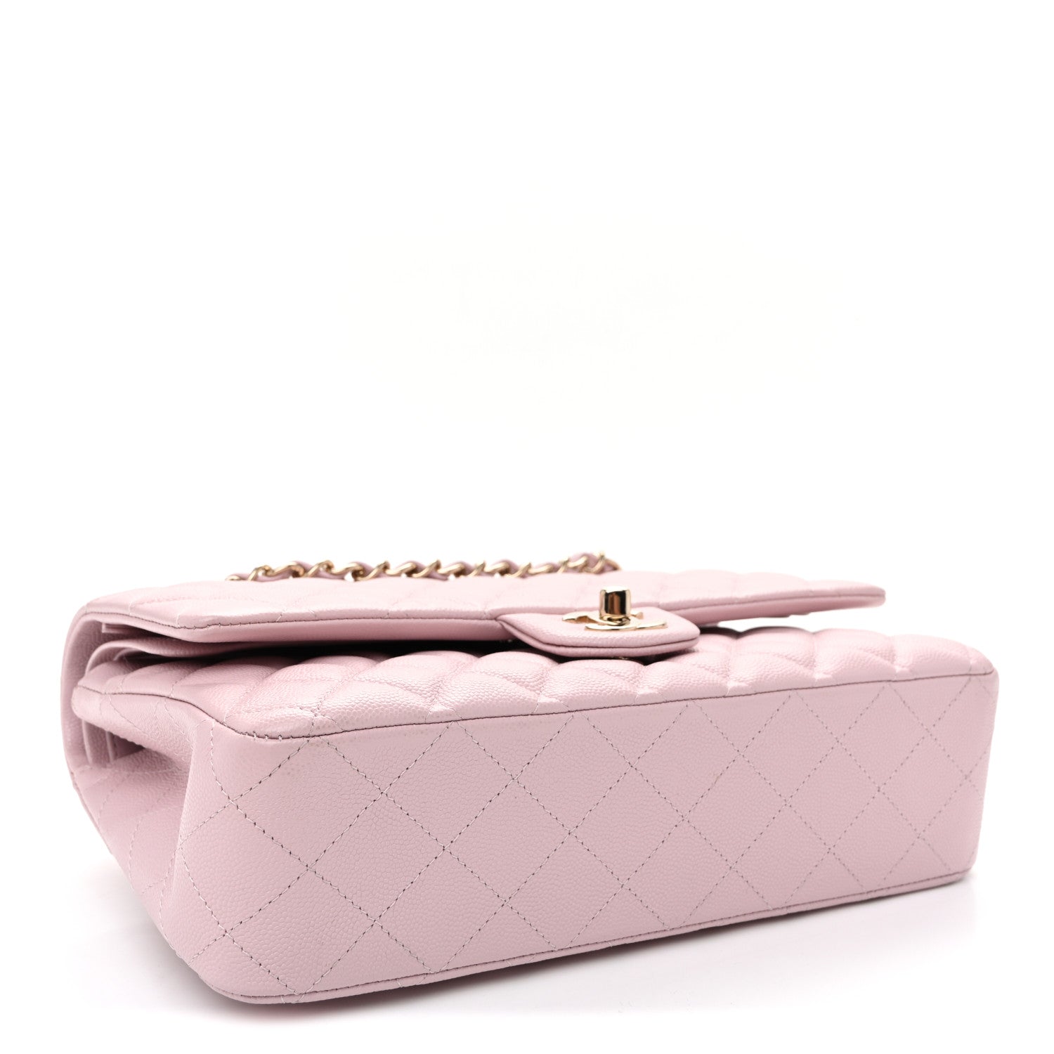 Caviar Quilted Medium Double Flap Light Pink