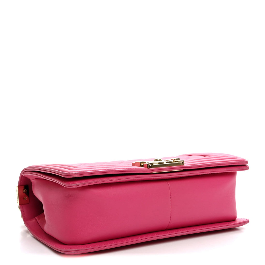 Lambskin Quilted Medium Boy Flap Pink