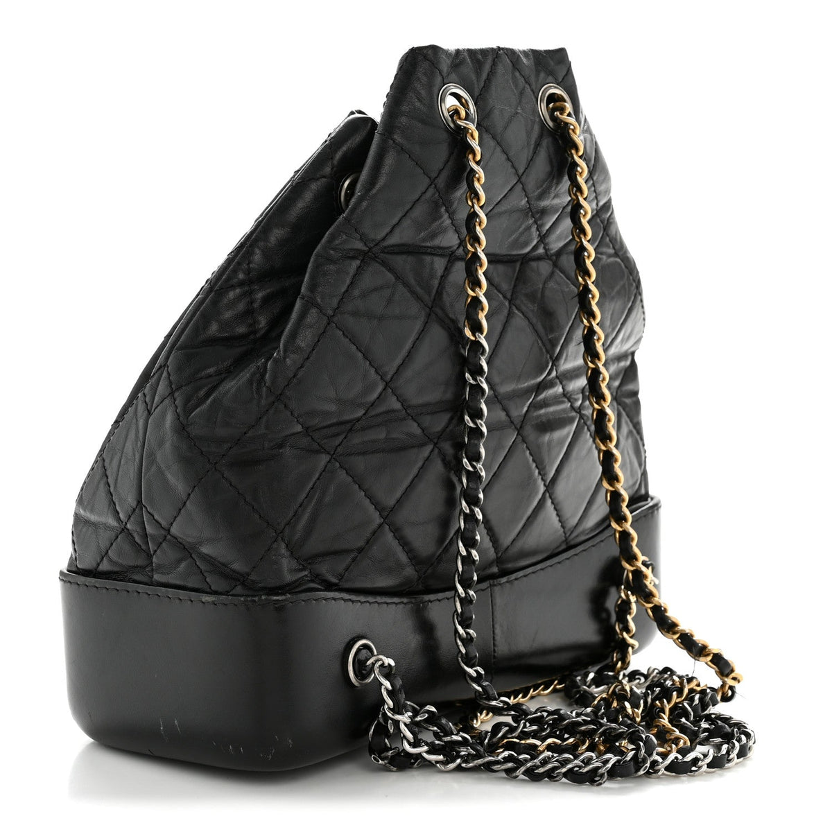 Aged Calfskin Quilted Small Gabrielle Backpack Black