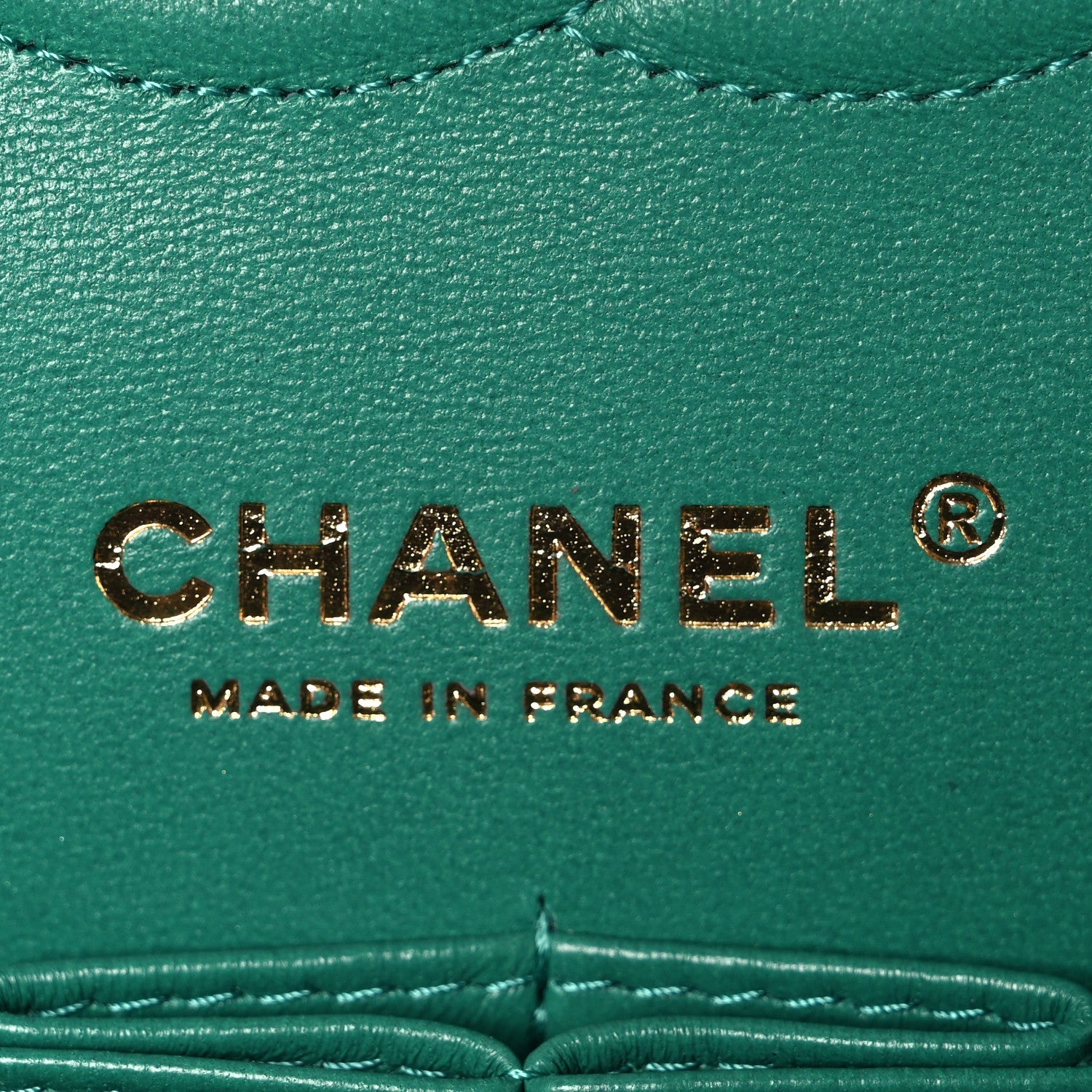 Iridescent Calfskin Quilted Medium Double Flap Green