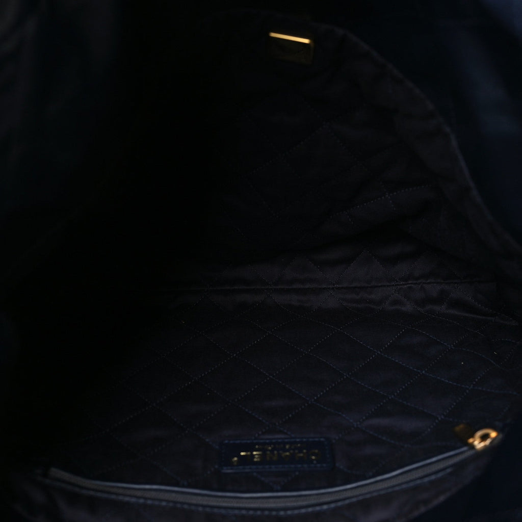 Shiny Calfskin Quilted Small Chanel 22 Navy
