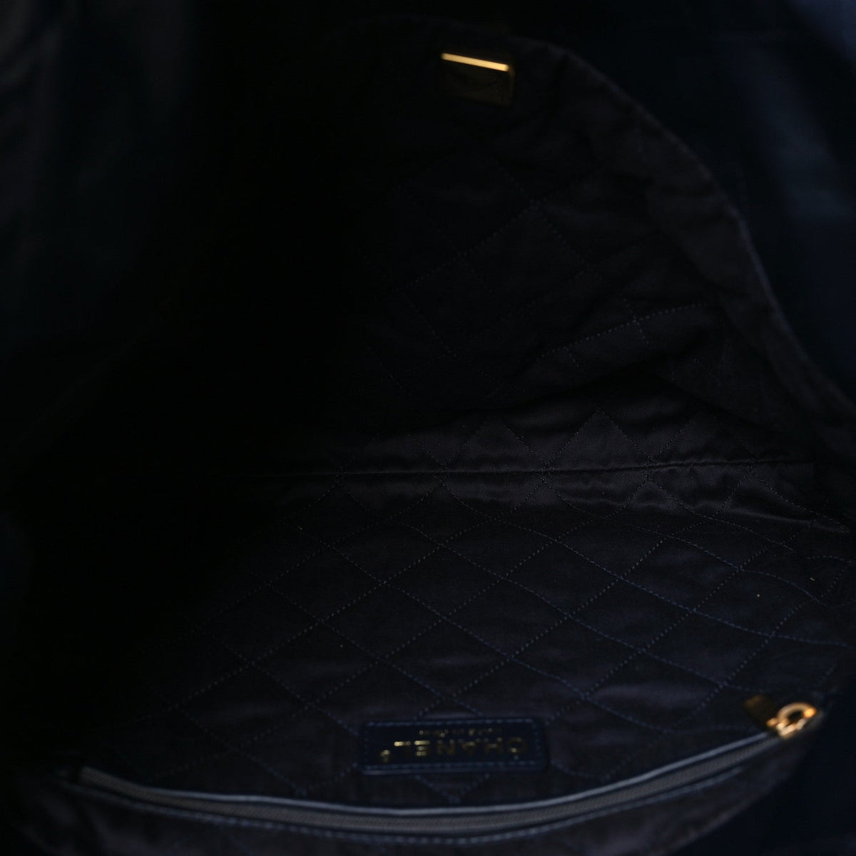 Shiny Calfskin Quilted Small Chanel 22 Navy