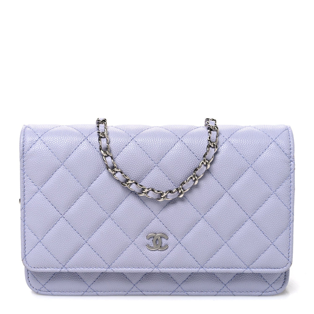 Caviar Quilted Wallet on Chain WOC Light Purple