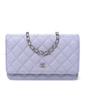 Caviar Quilted Wallet on Chain WOC Light Purple