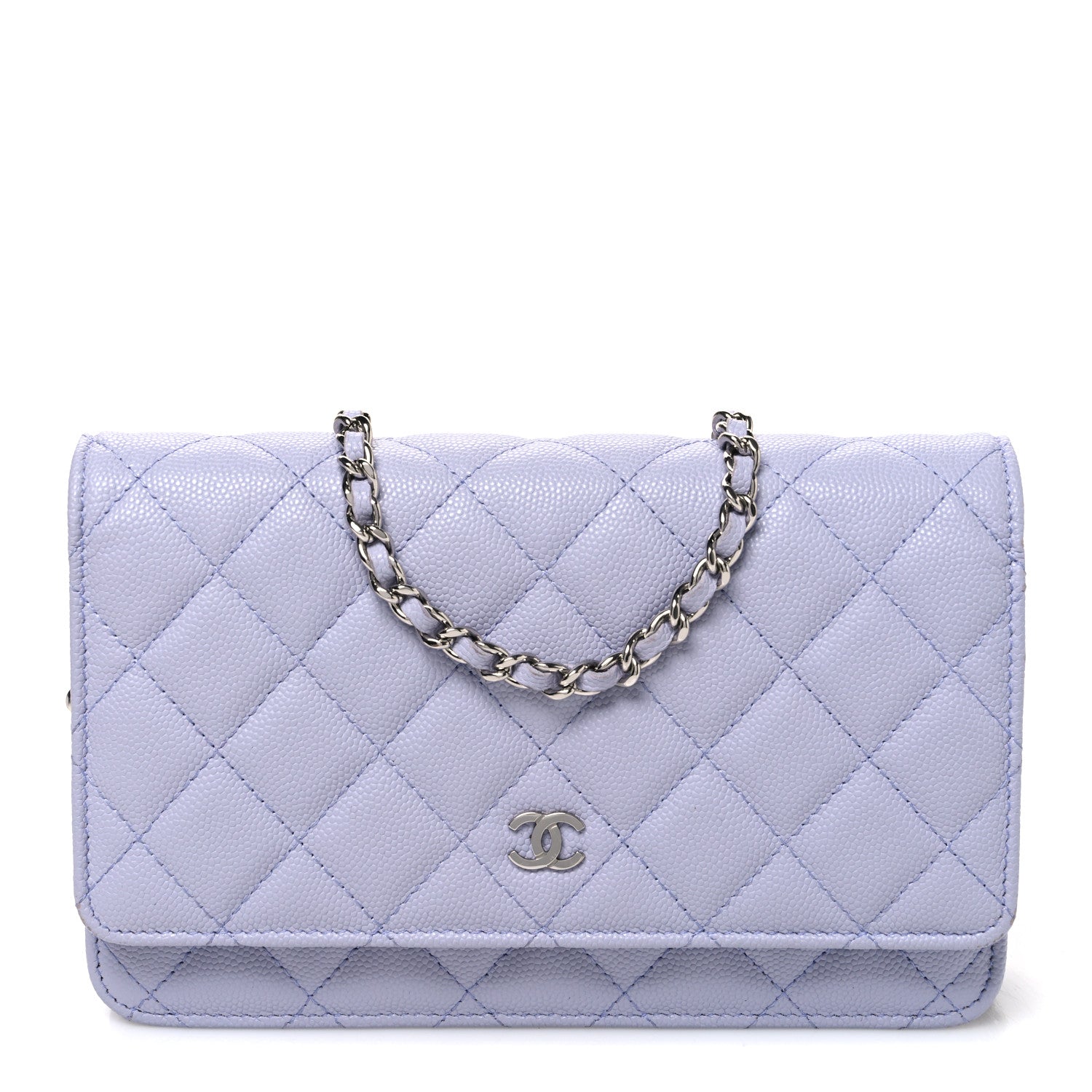 Caviar Quilted Wallet on Chain WOC Light Purple