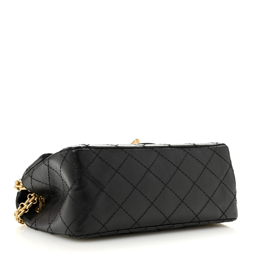 Aged Calfskin Quilted 2.55 Reissue Mini Flap Black