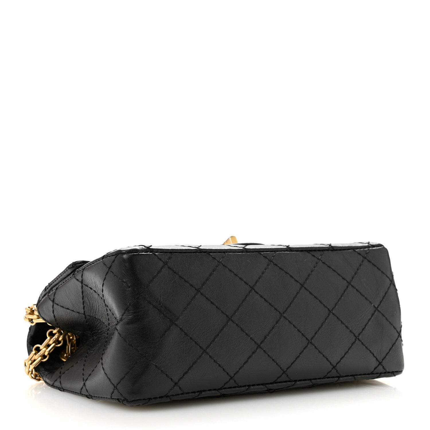 Aged Calfskin Quilted 2.55 Reissue Mini Flap Black