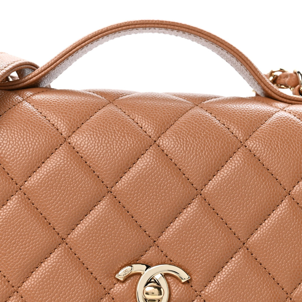 Caviar Quilted Medium Business Affinity Flap Brown