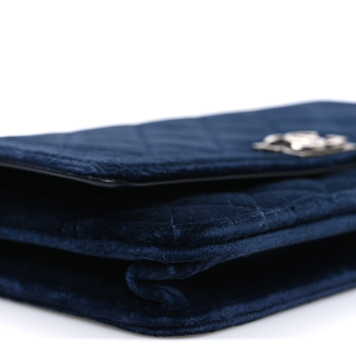 Velvet Quilted Boy Wallet On Chain WOC Blue