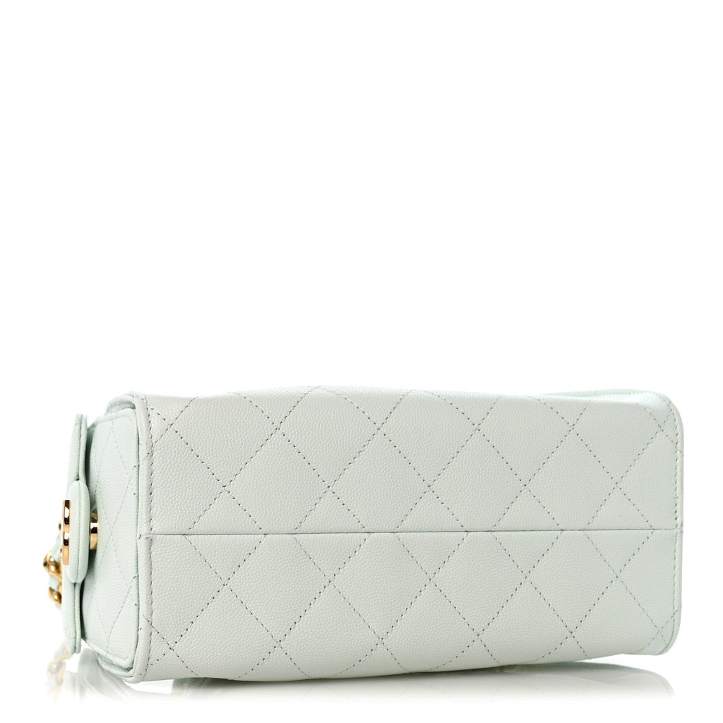 Caviar Quilted Mini Chanel 25 Handbag Light Green