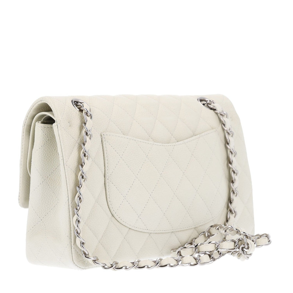 Caviar Quilted Medium Double Flap Light Green