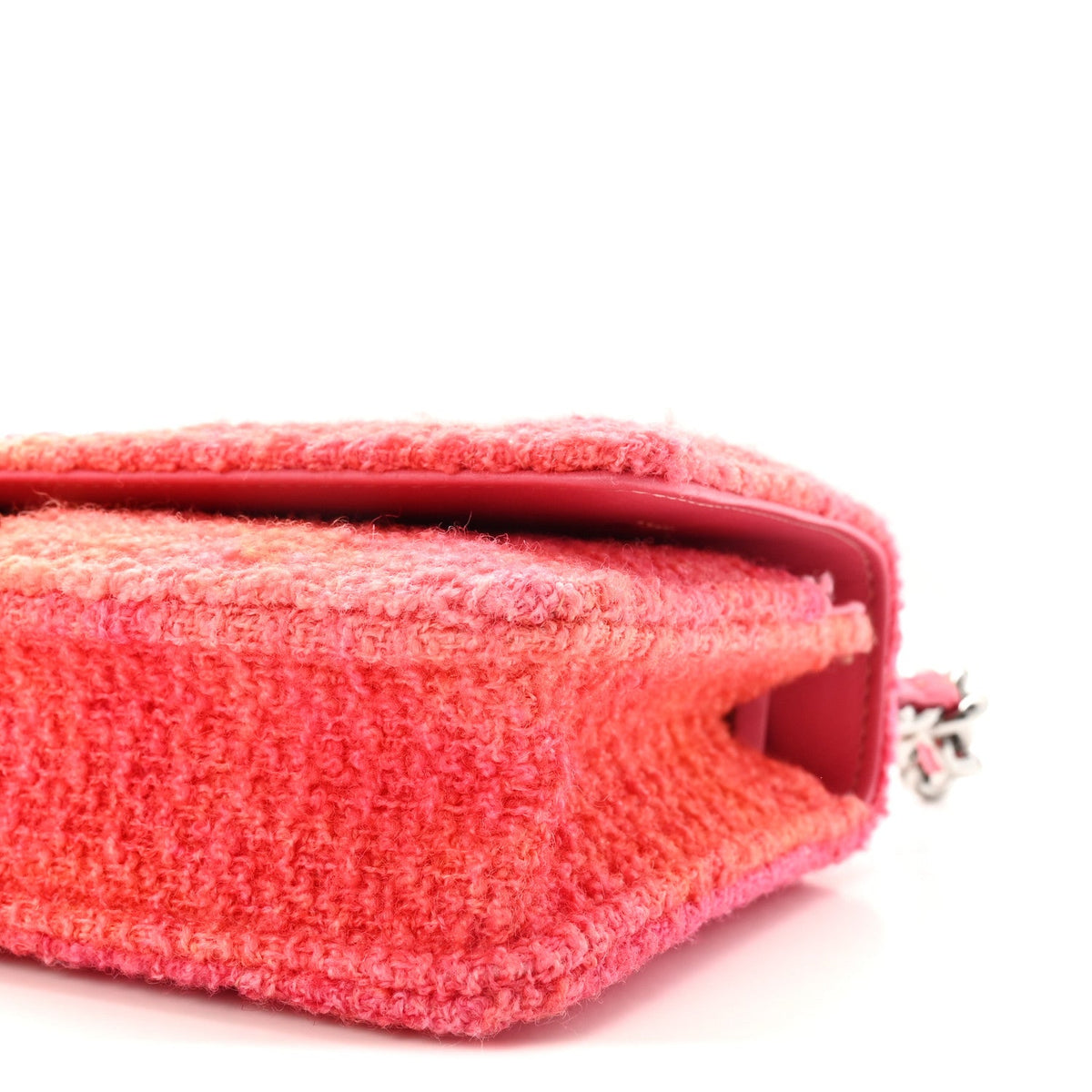 Wool Tweed Lambskin Quilted Chanel 19 Wallet On Chain WOC Coral Pink