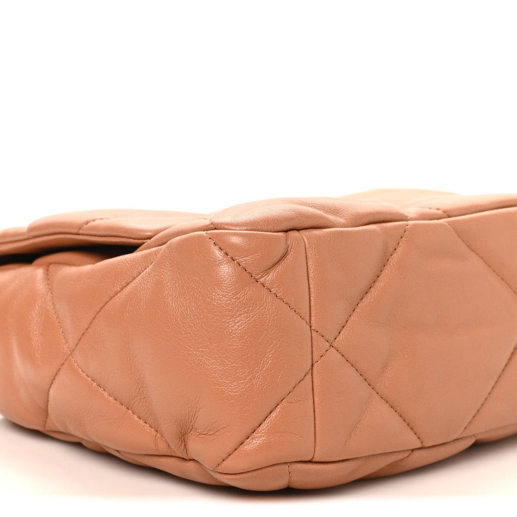Lambskin Quilted Large Chanel 19 Flap Brown
