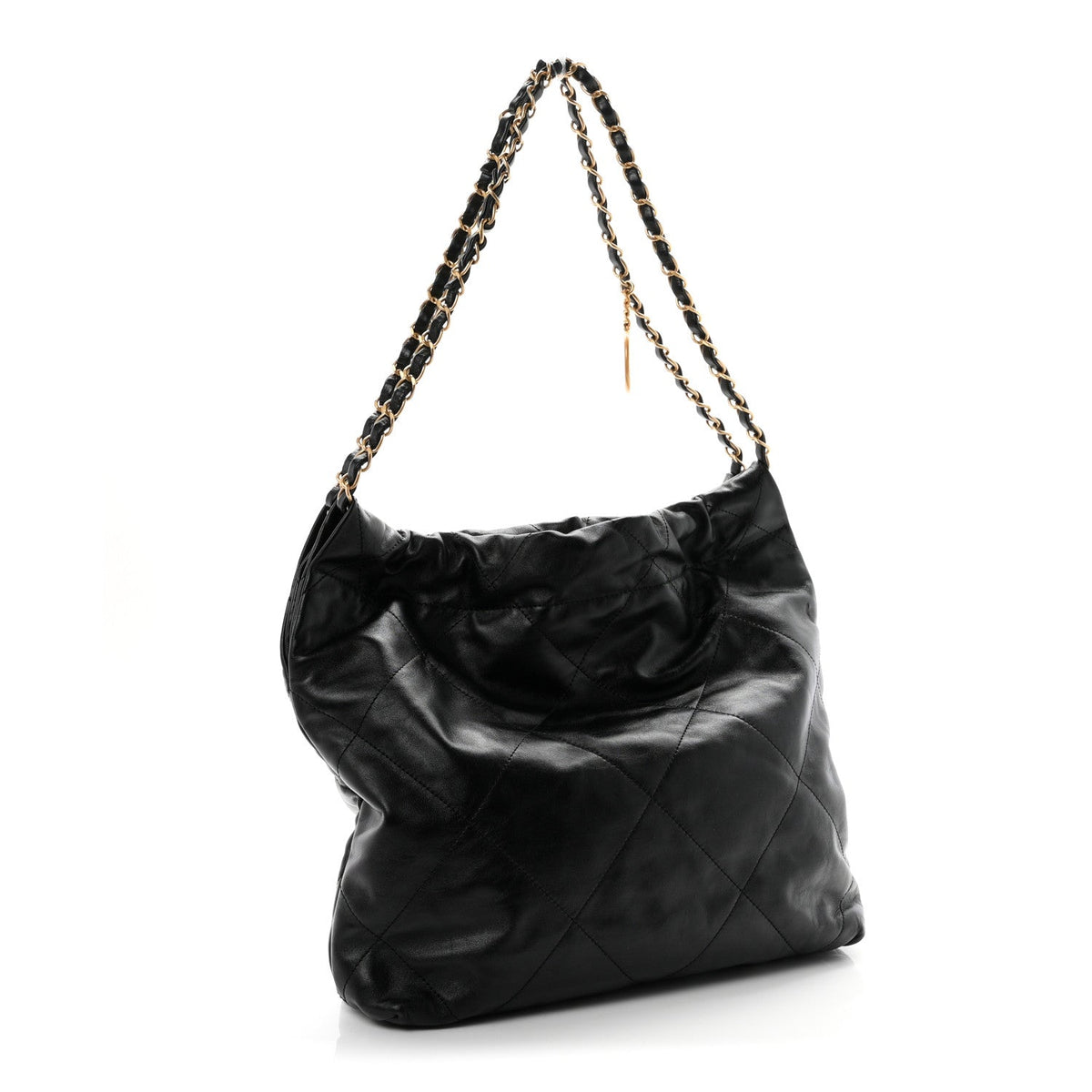 Shiny Calfskin Quilted Small Chanel 22 Black