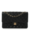 Caviar Quilted Jumbo Double Flap Black