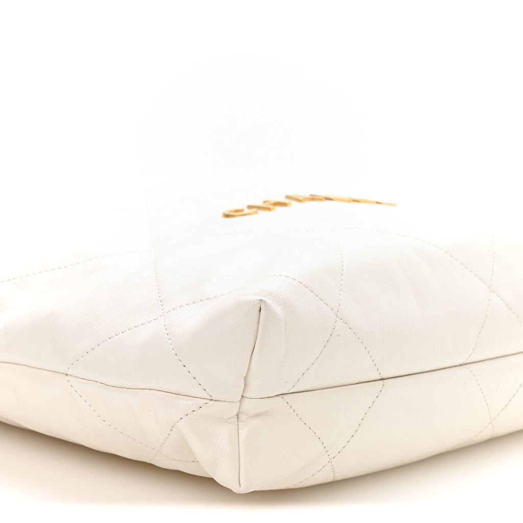 Shiny Calfskin Quilted Small Chanel 22 White