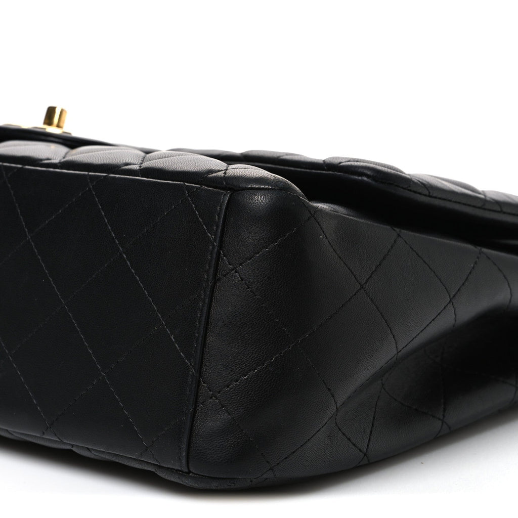 Lambskin Quilted Maxi Double Flap Black
