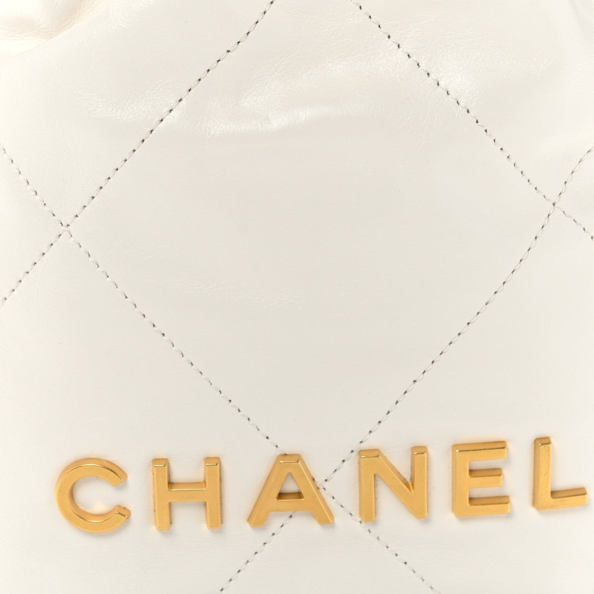 Shiny Calfskin Quilted Mini Chanel 22 White
