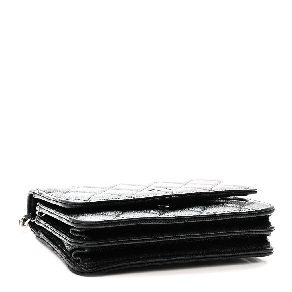 Caviar Quilted Mini Wallet On Chain WOC Black
