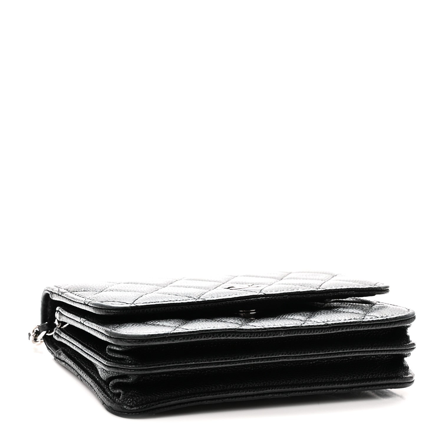 Caviar Quilted Mini Wallet On Chain WOC Black