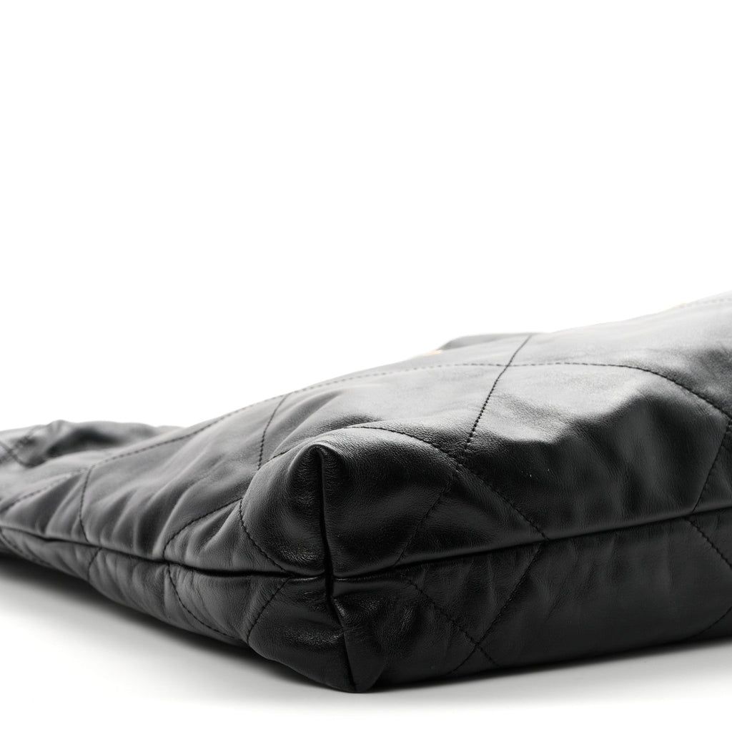 Shiny Calfskin Quilted Small Chanel 22 Black