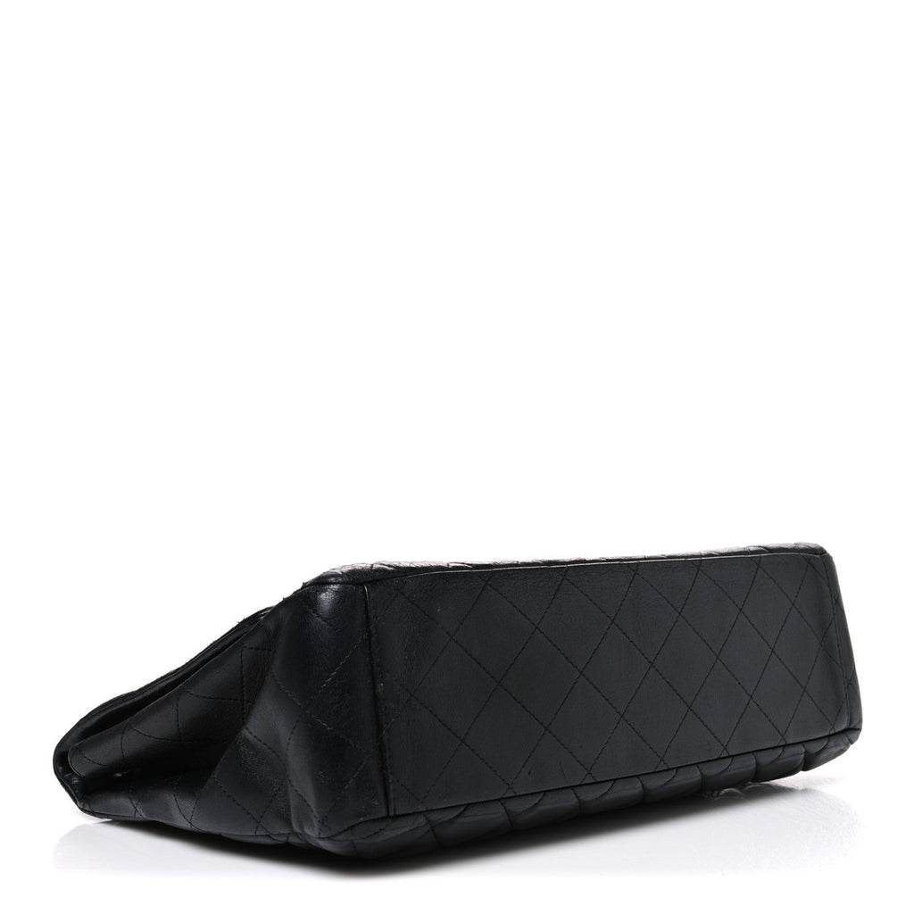 Lambskin Quilted Maxi Double Flap Black