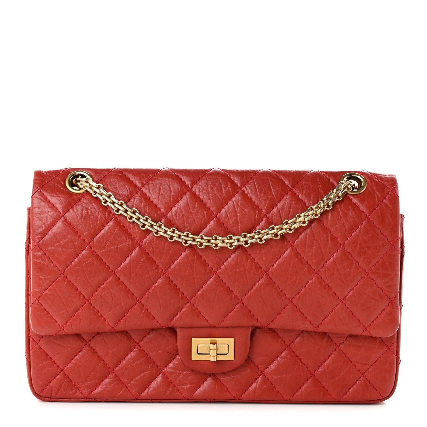 Aged Calfskin Quilted 2.55 Reissue 226 Flap Red