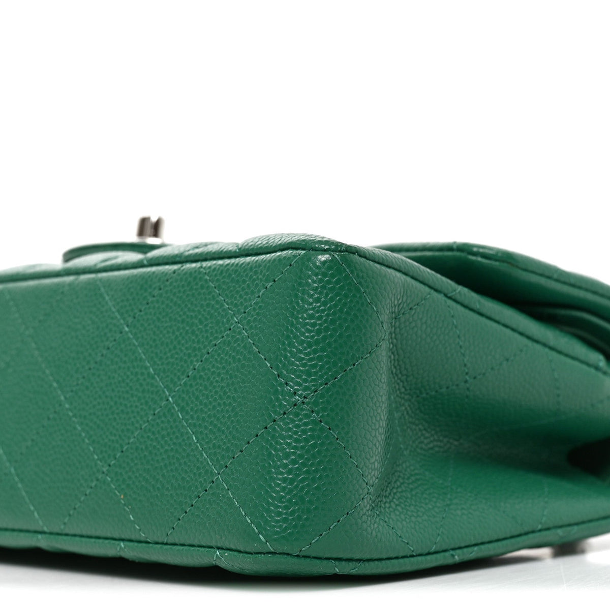 Caviar Quilted Small Double Flap Green