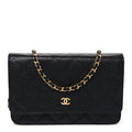 Caviar Quilted Wallet on Chain WOC Black