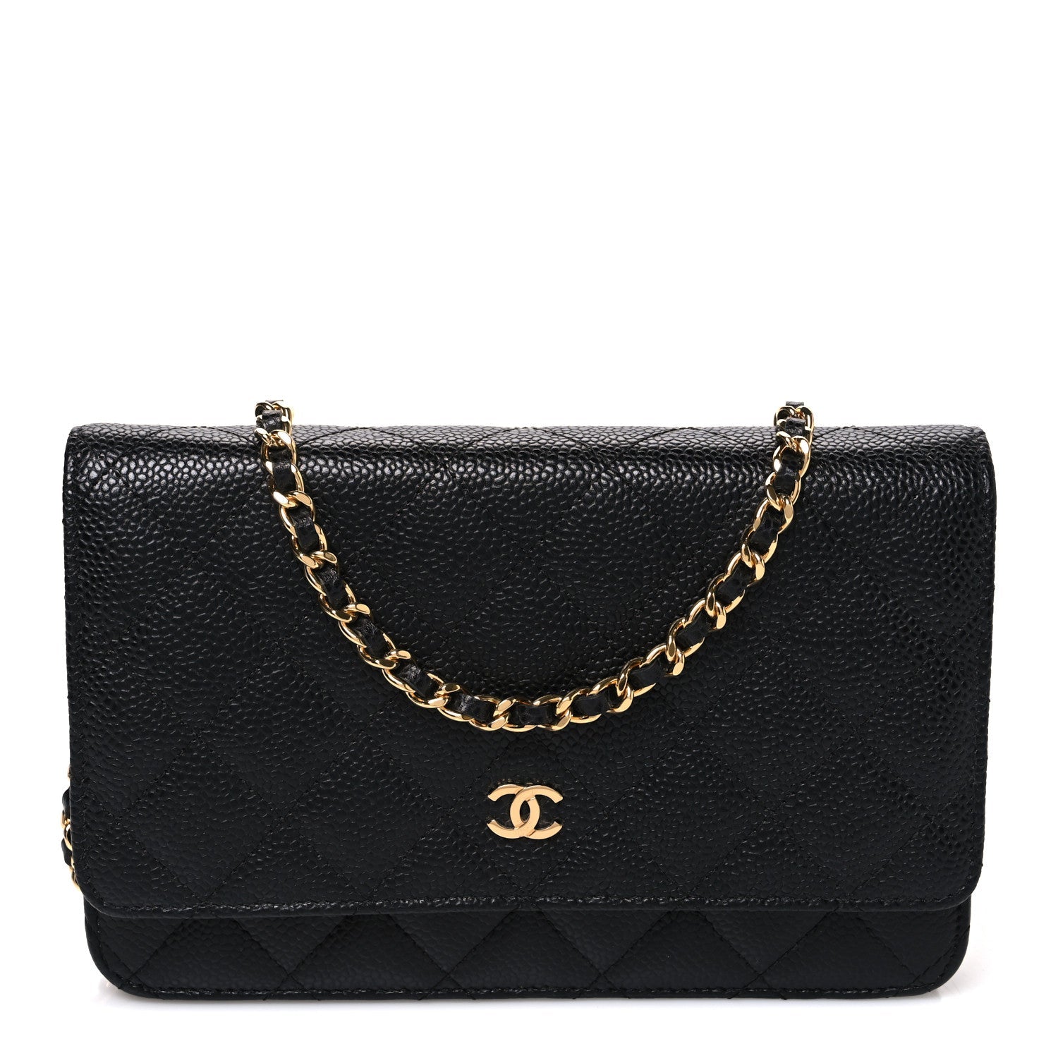 Caviar Quilted Wallet on Chain WOC Black