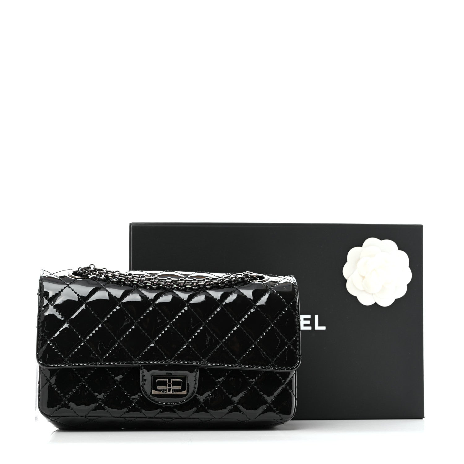 Patent Calfskin Quilted 2.55 Reissue 225 Flap So Black