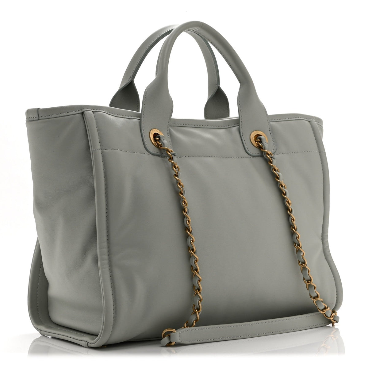 Calfskin Small Deauville Tote Light Grey
