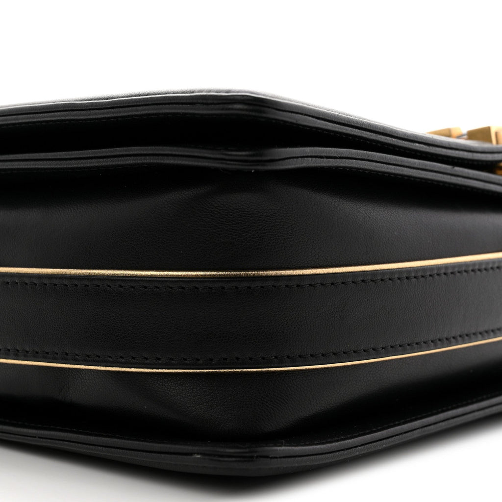 Lambskin Braided Woven Medium Boy Flap Navy Black