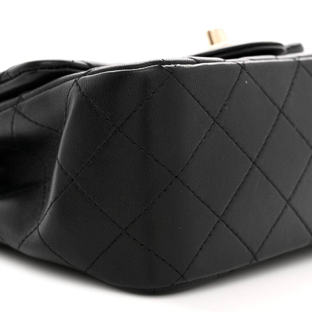 Lambskin Quilted Mini Square Flap Black