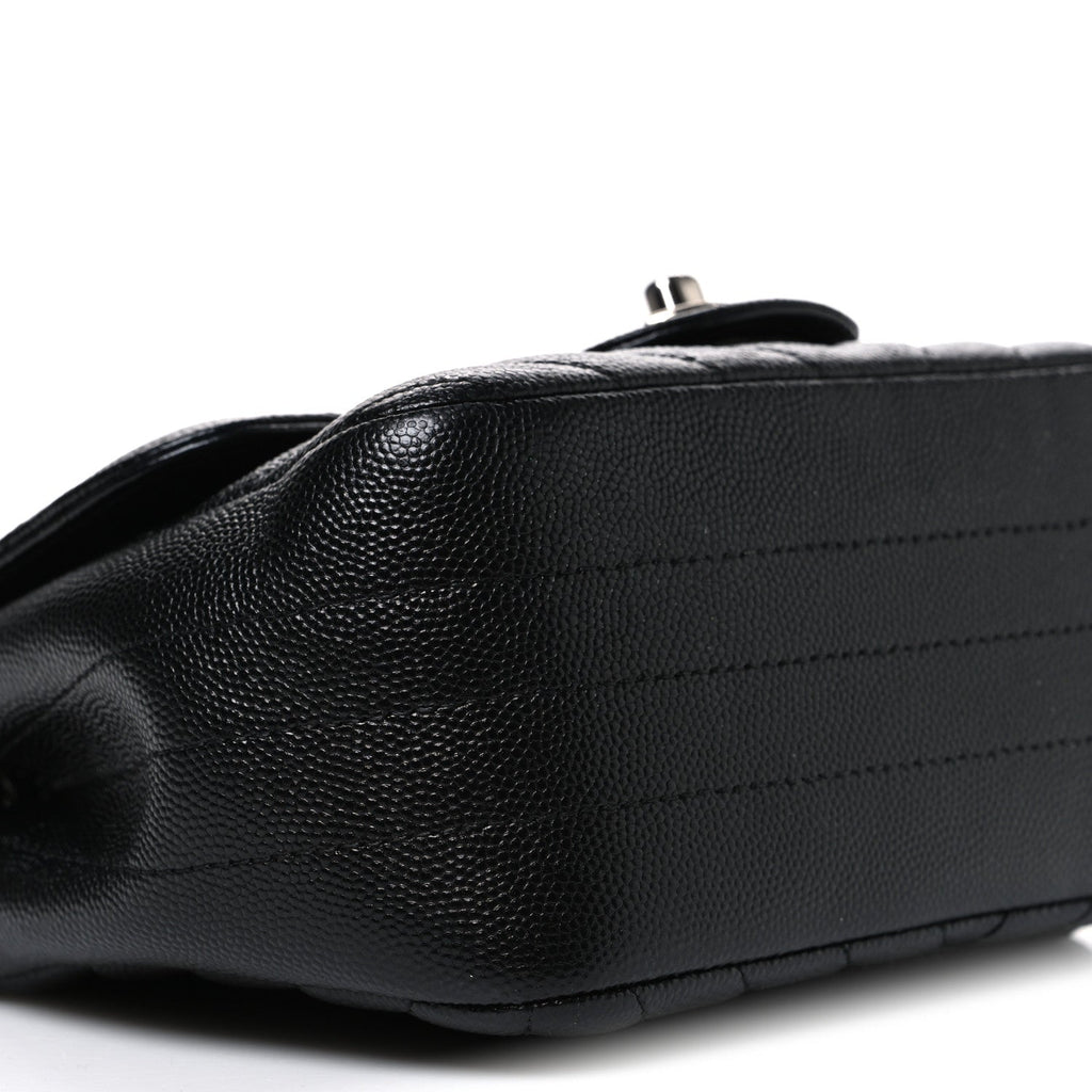 Caviar Chevron Quilted Mini Square Flap Black