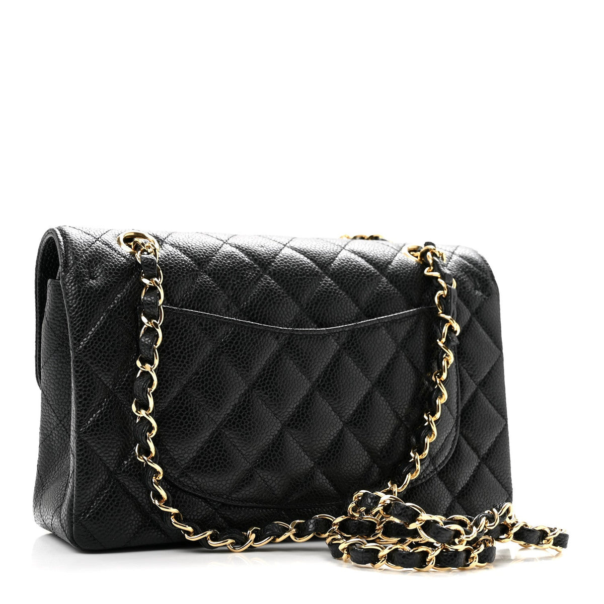 Caviar Quilted Small Double Flap Black