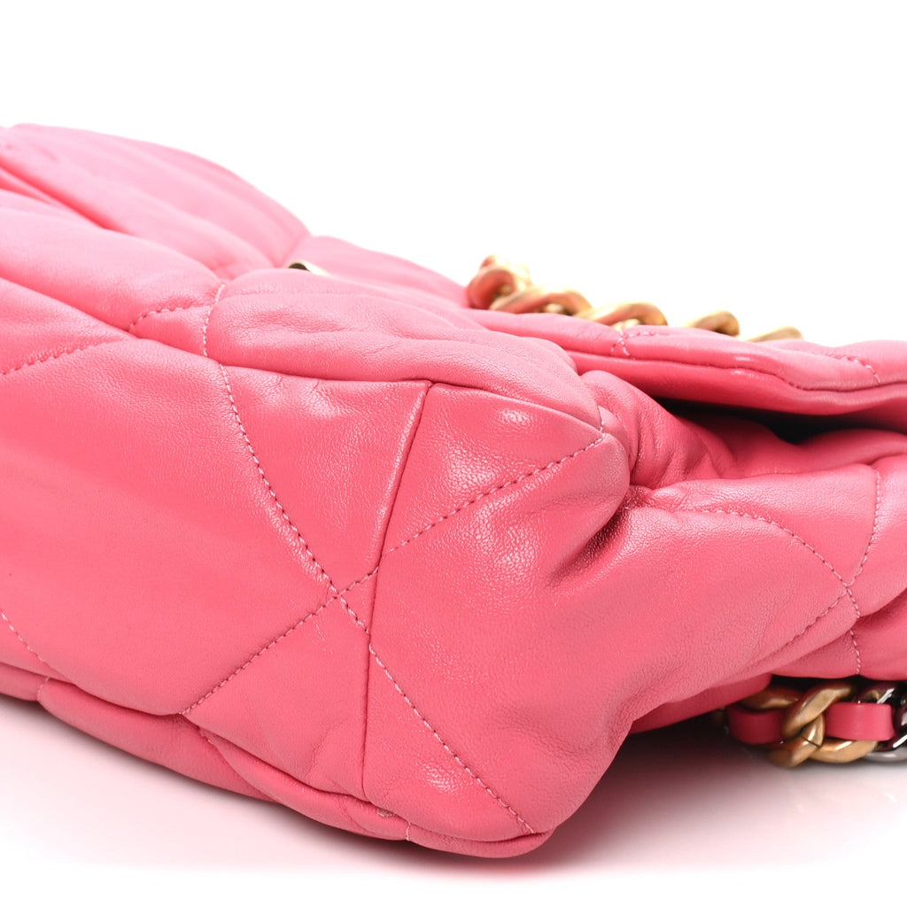 Goatskin Quilted Large Chanel 19 Flap Dark Pink