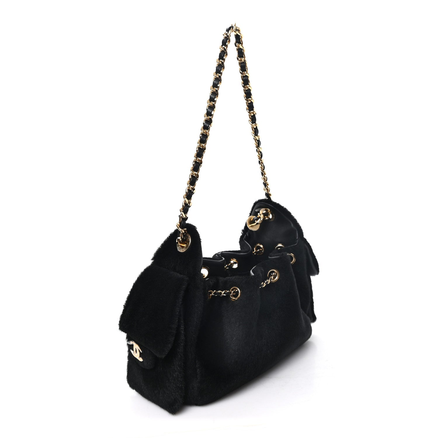 Pony Hair Mini Chanel 25 Handbag Black