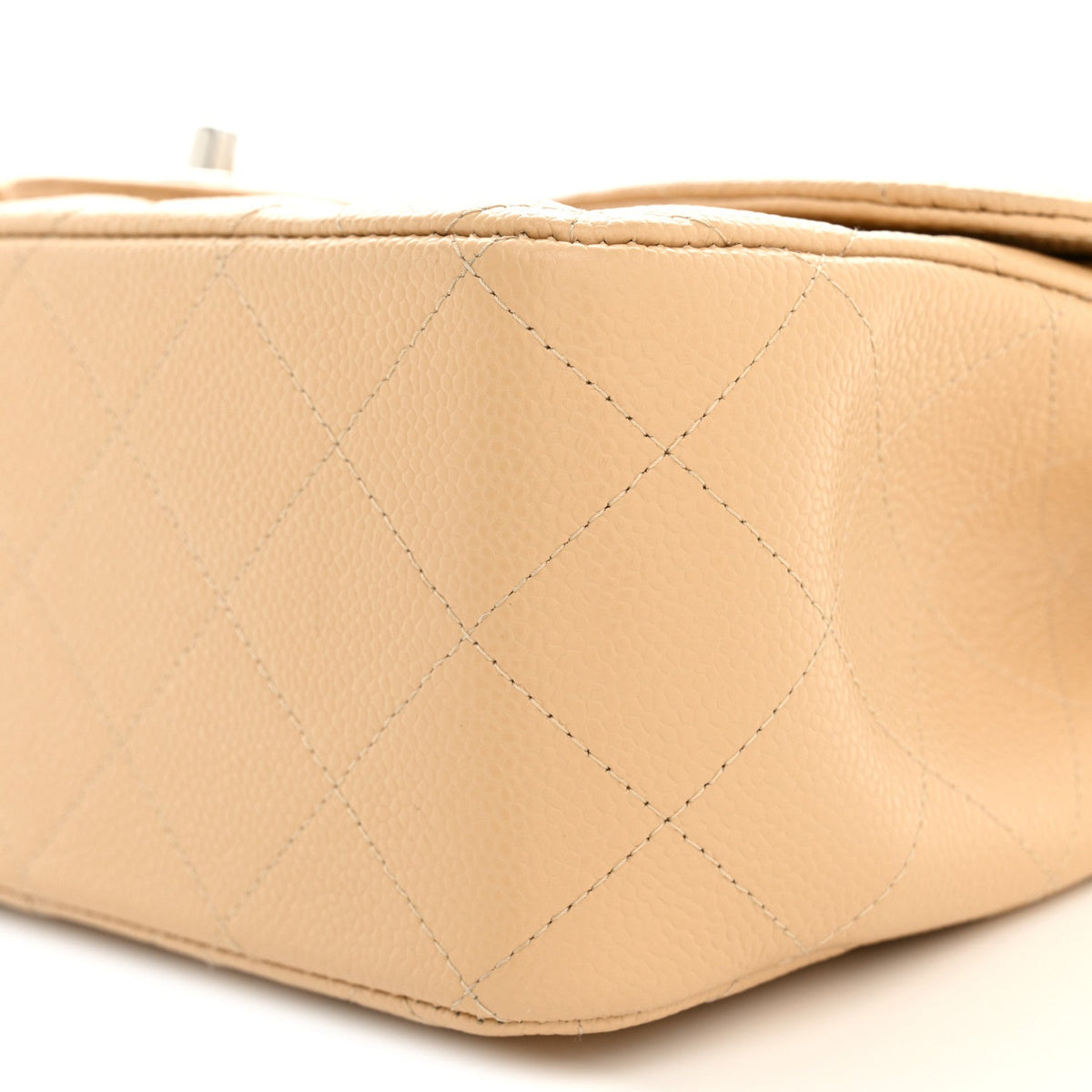 Caviar Quilted Jumbo Double Flap Light Beige