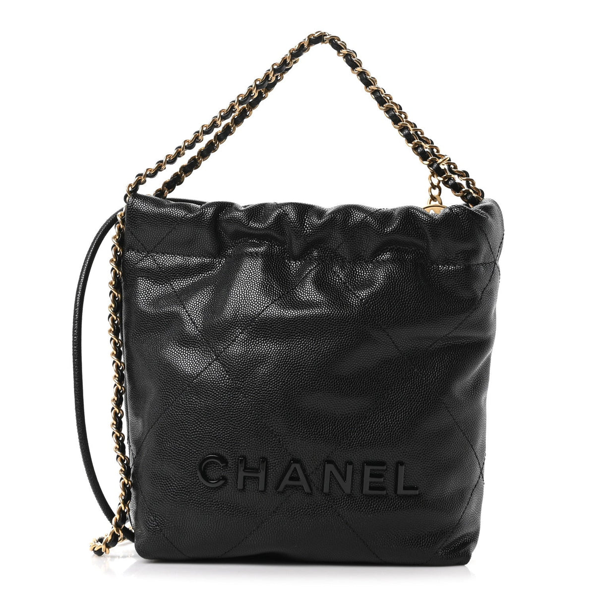 Shiny Caviar Quilted Monochrome Mini Chanel 22 Black