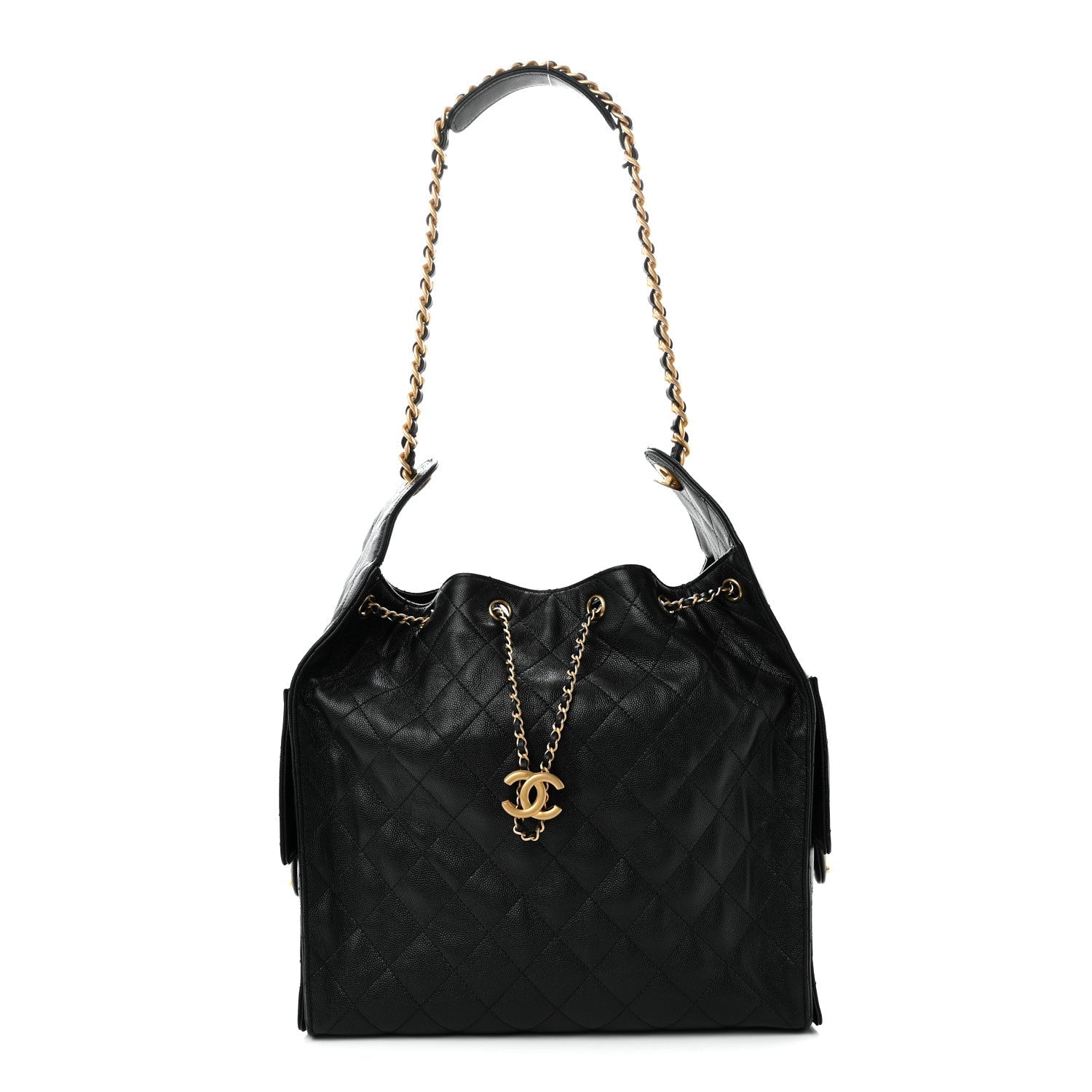 Caviar Quilted Medium Chanel 25 Handbag Black