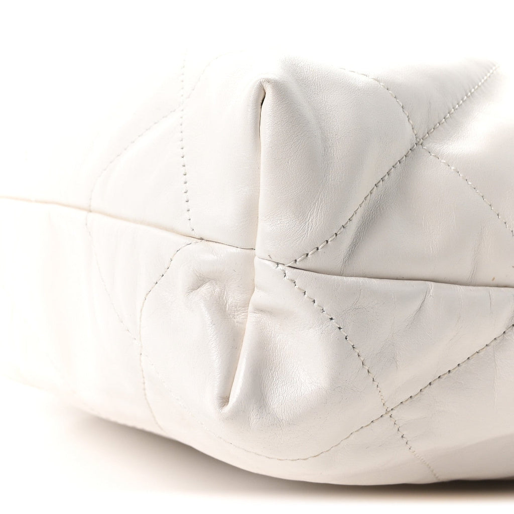Shiny Calfskin Quilted Small Chanel 22 White