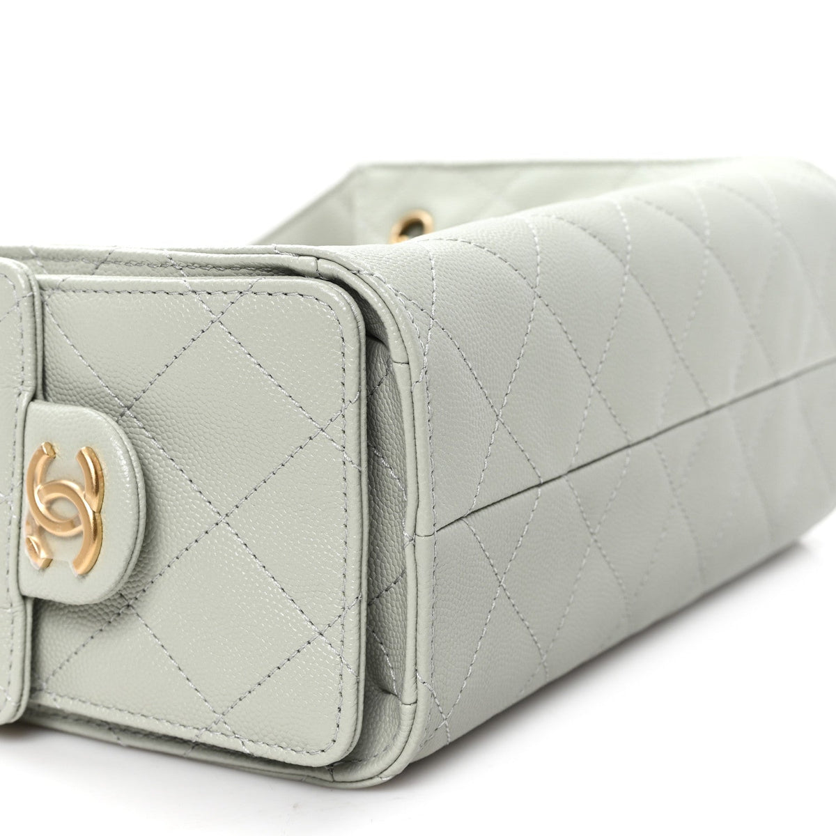 Caviar Quilted Mini Chanel 25 Handbag Light Green