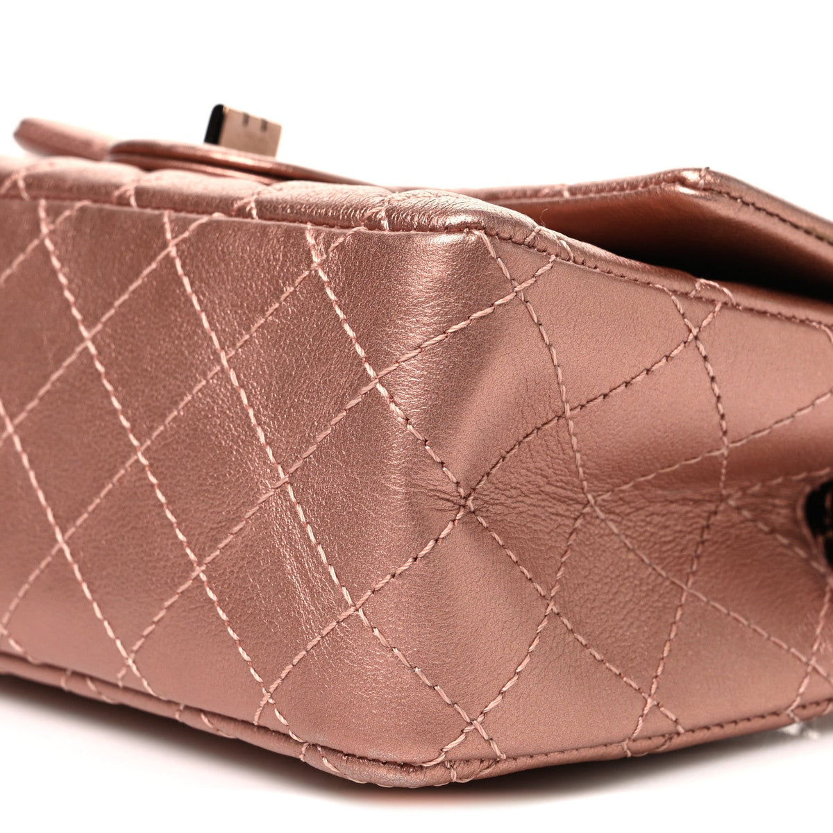 Metallic Grained Calfskin Quilted 2.55 Reissue Mini Flap Copper Pink Copper Pink