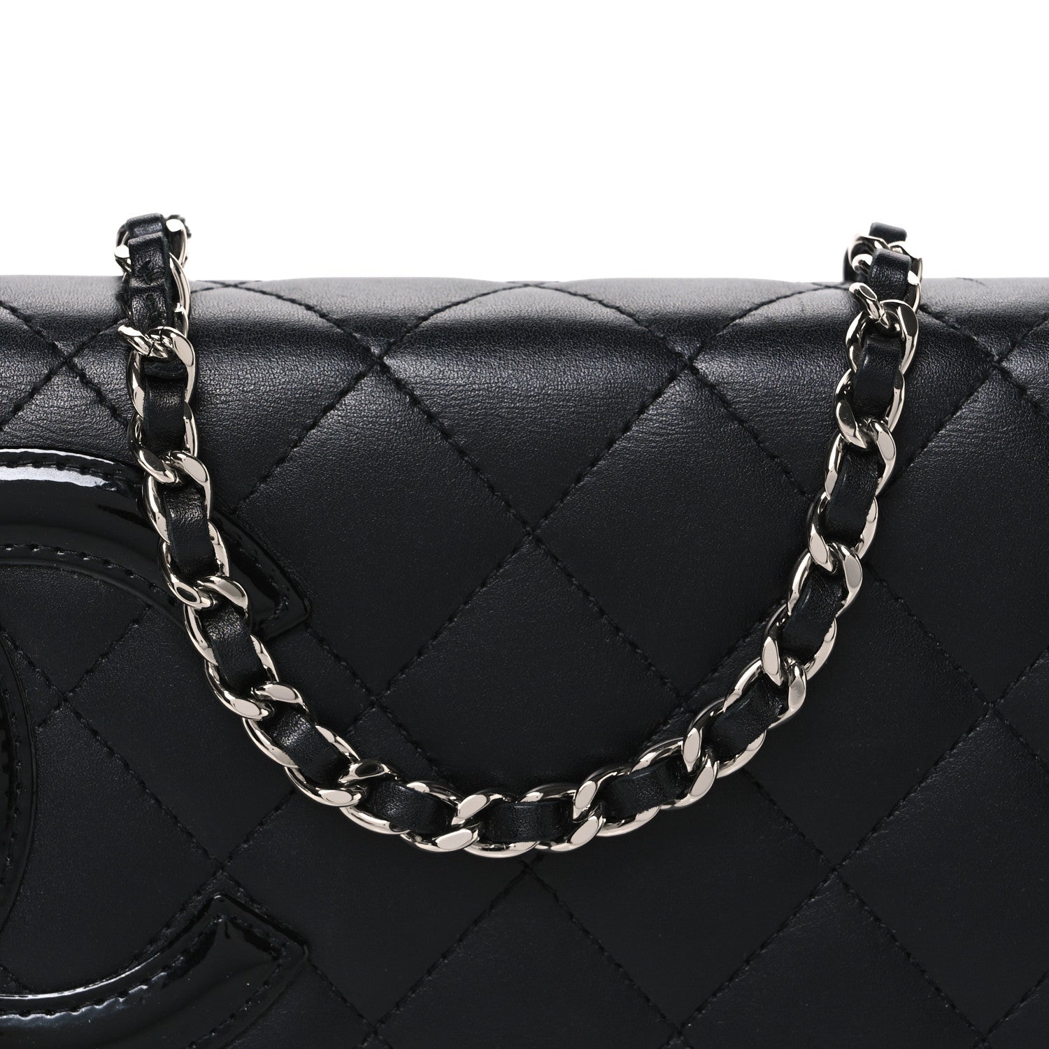 Calfskin Quilted Cambon Wallet on Chain WOC Black