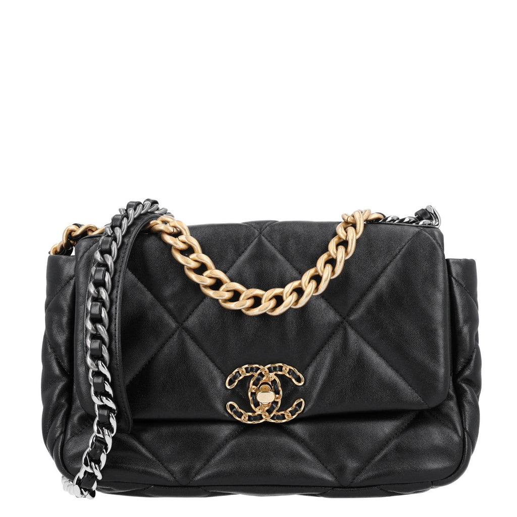Lambskin Quilted Medium Chanel 19 Flap Black